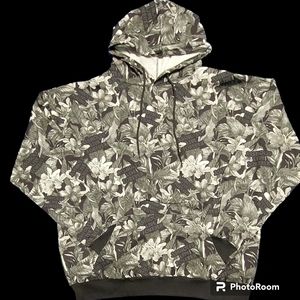 Floral Black and Gray Men's Hoodie